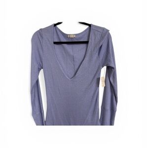 Free People Long Sleeve V-Neck Top - Lavender